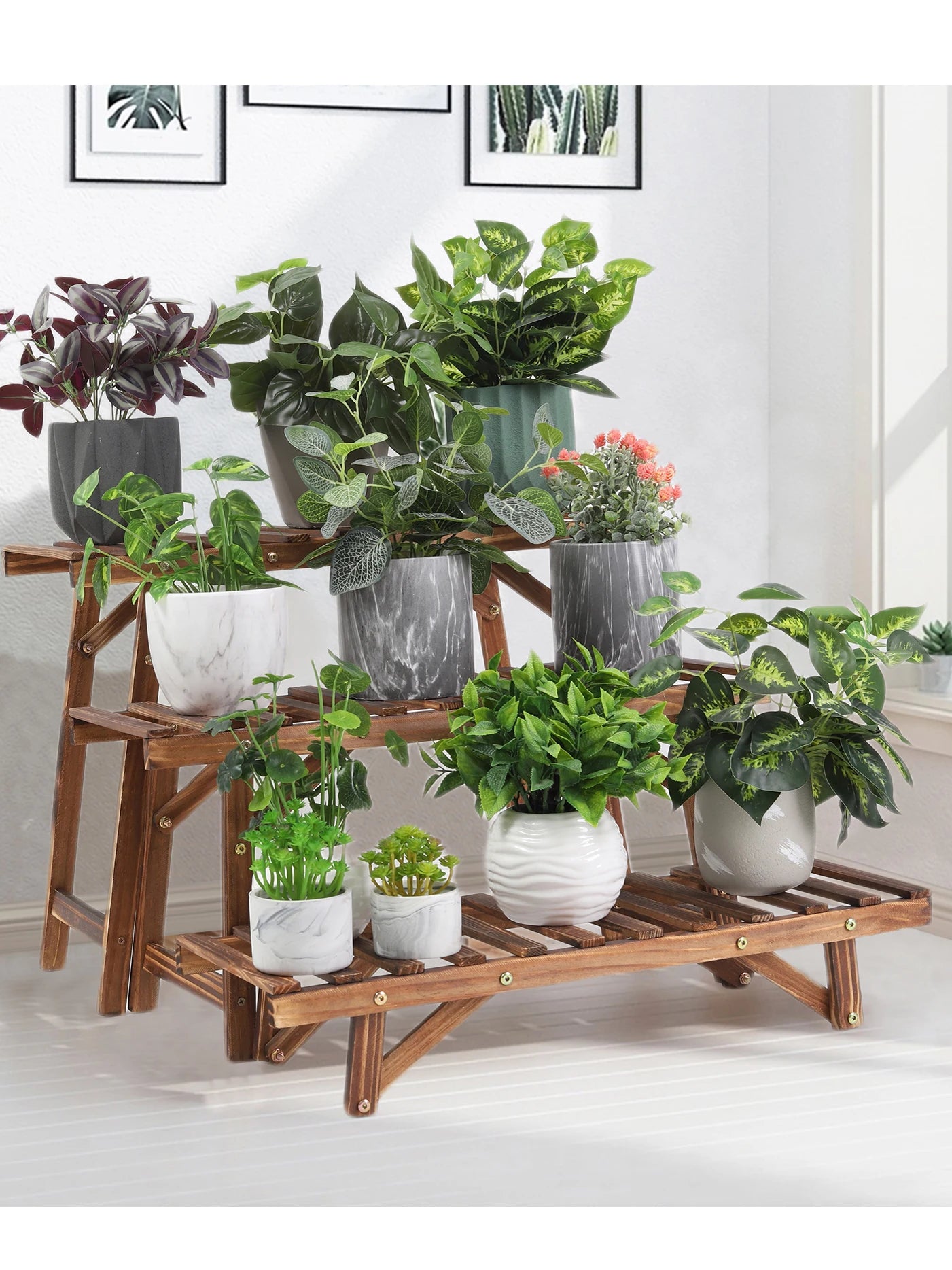 Wooden Blossom Ladder Shelf