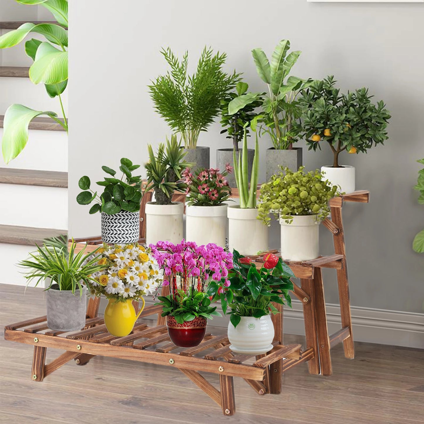 Wooden Blossom Ladder Shelf