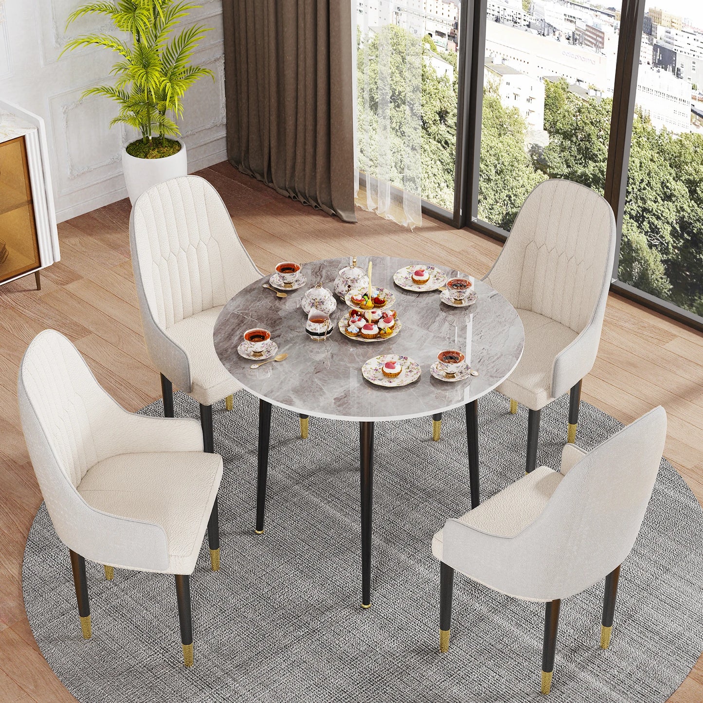 LuxeStone Round Dining Table