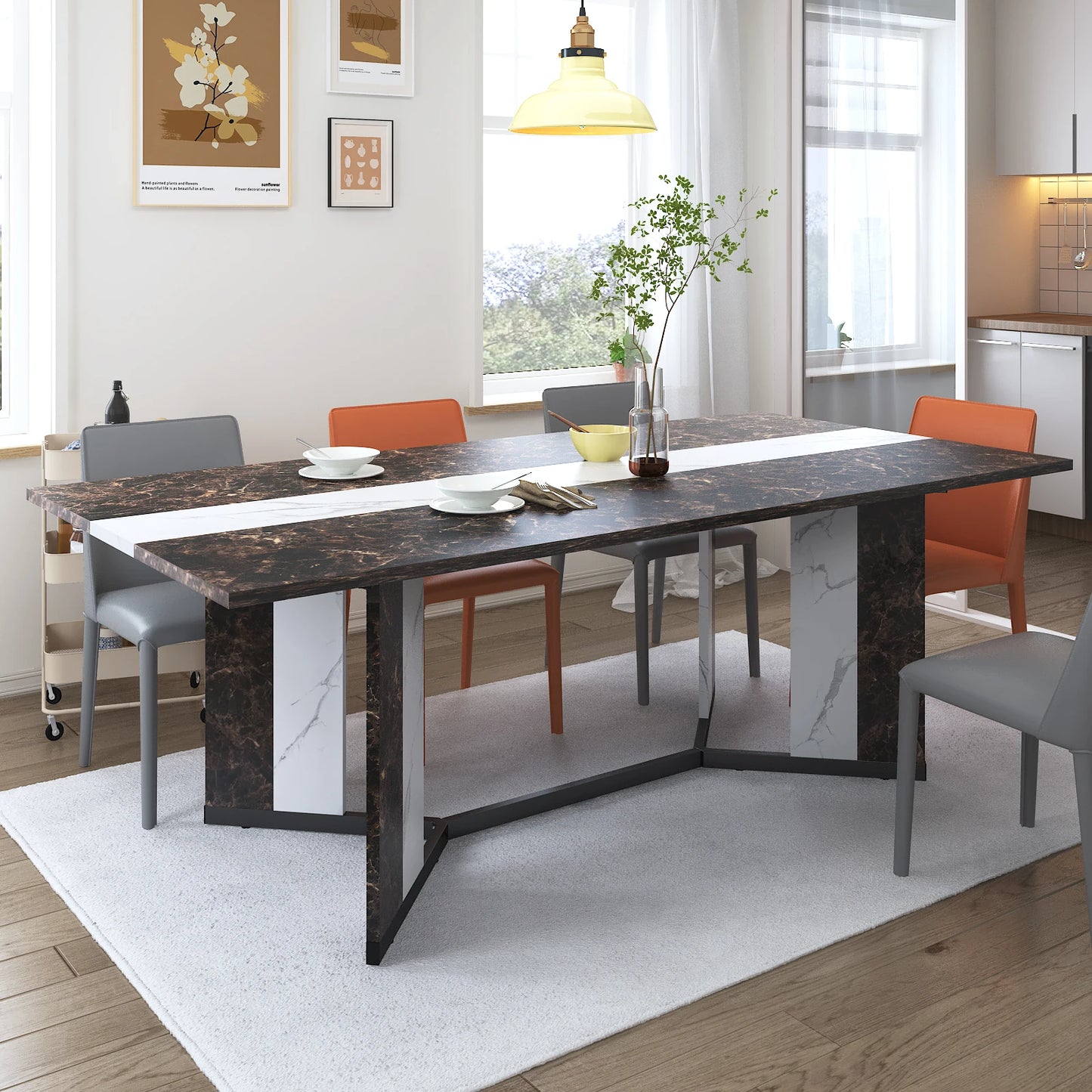 MarbleElegance Rectangular Dining Table