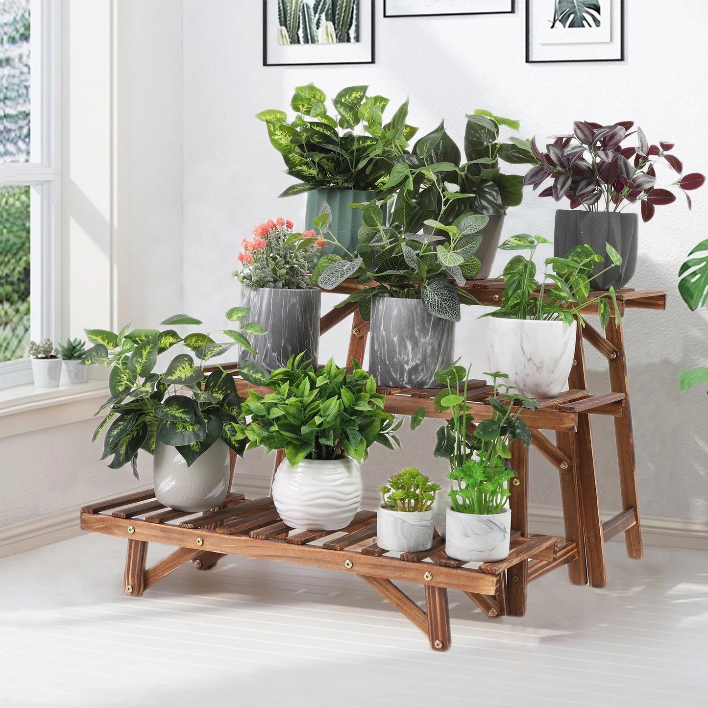 Wooden Blossom Ladder Shelf