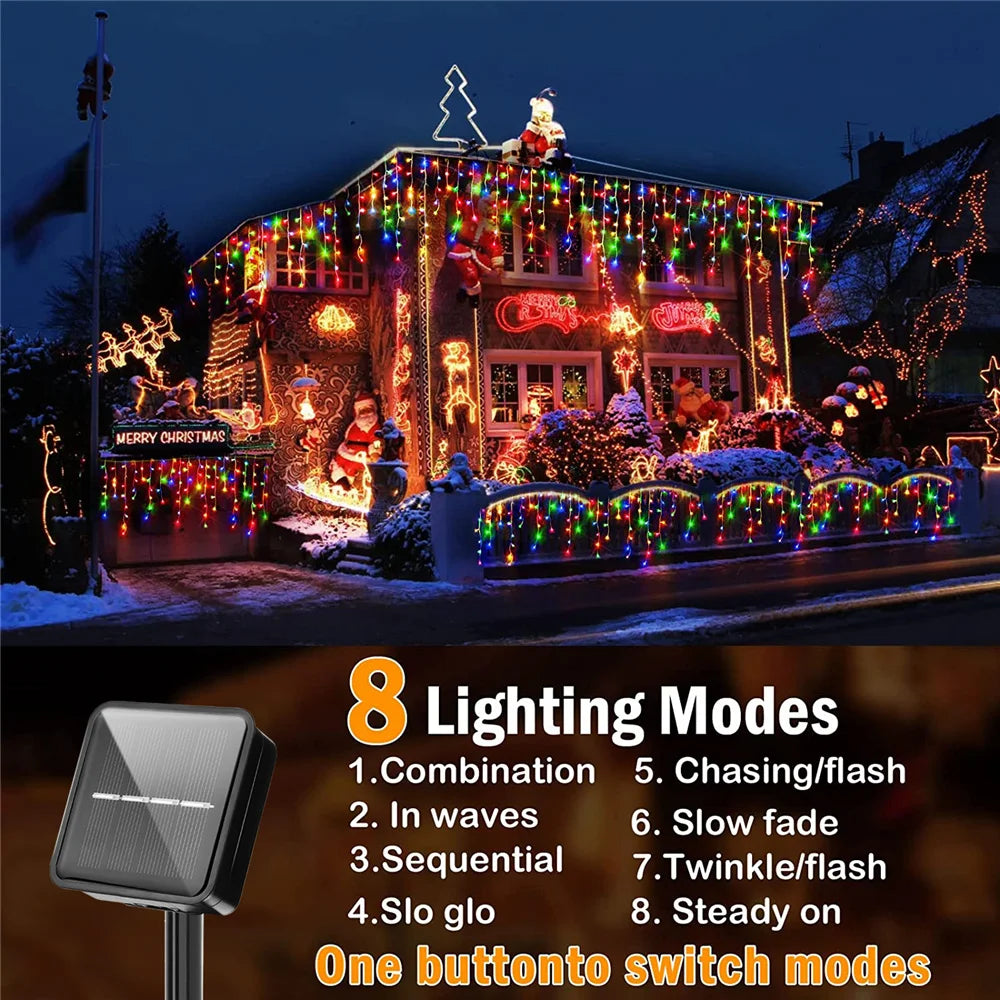 Holiday Sparkle Solar Icicle Lights- Christmas Decorations