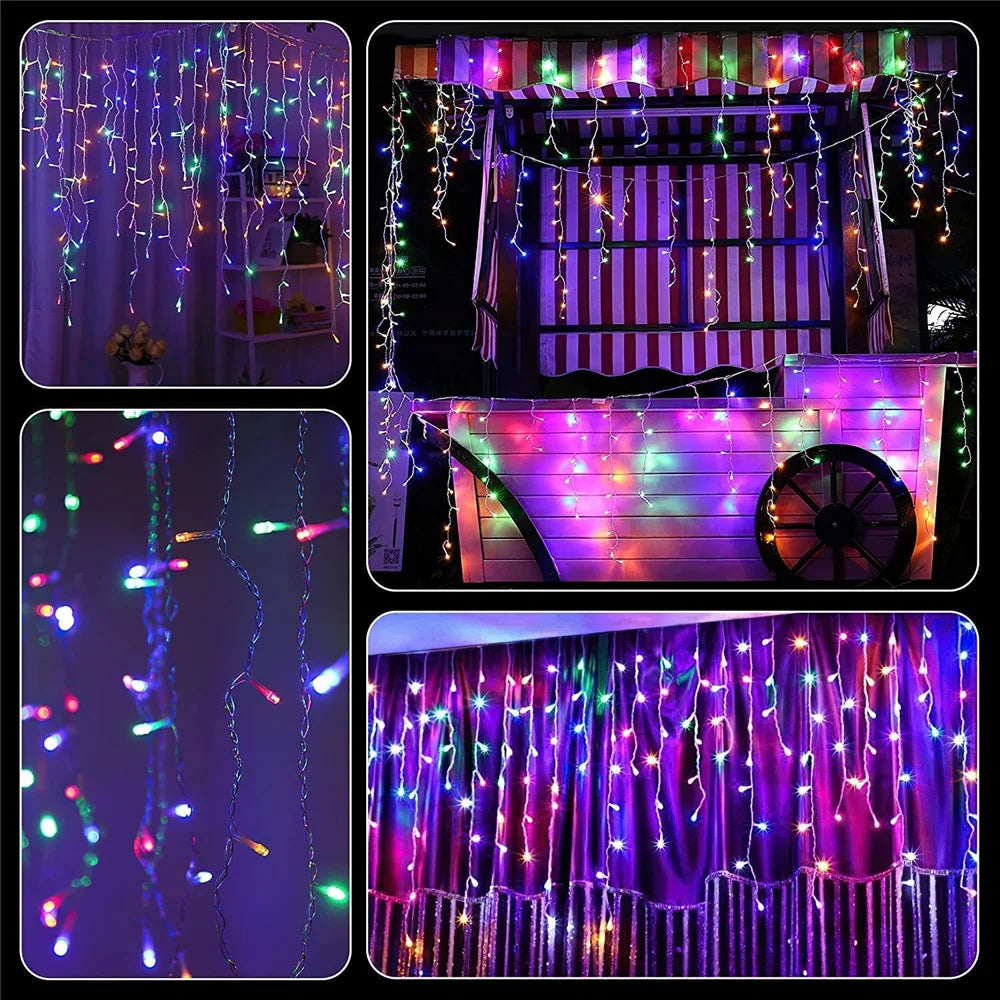 Holiday Sparkle Solar Icicle Lights- Christmas Decorations