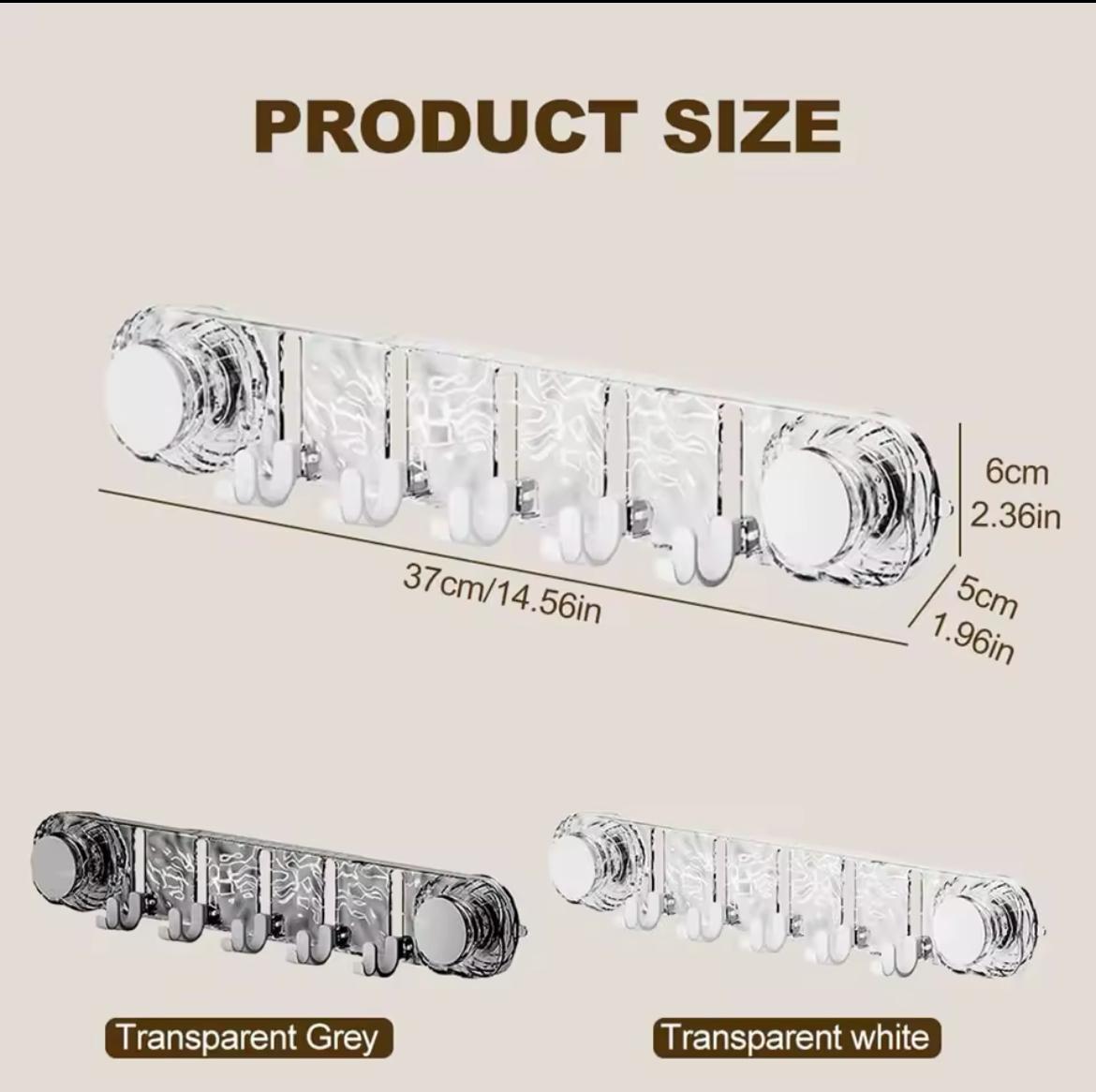 Twist & Hold: 5-Point Rotating Suction Hook Rack