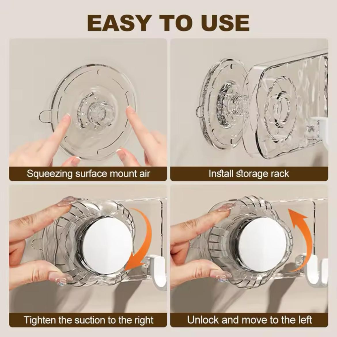 Twist & Hold: 5-Point Rotating Suction Hook Rack